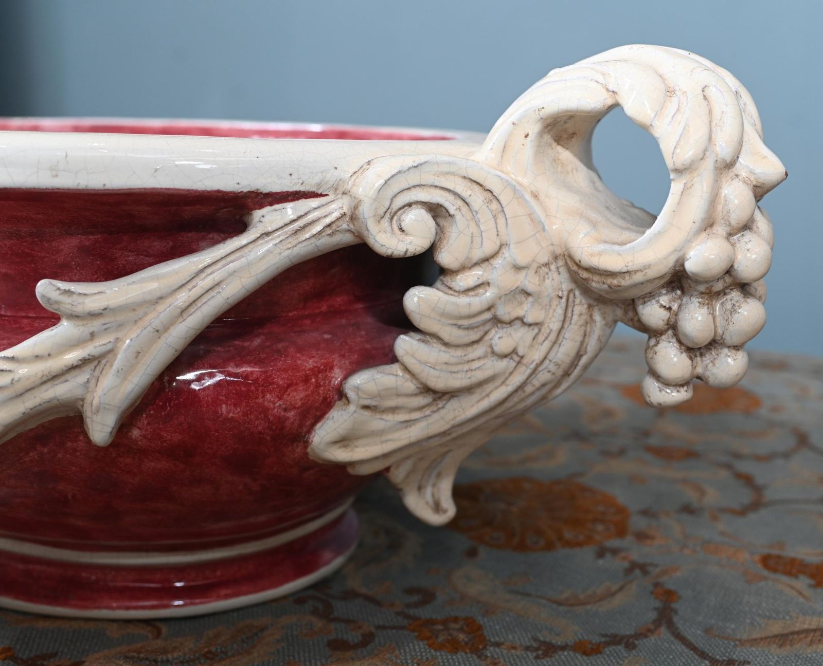 Italian Majolica Porcelain Centrepiece Jardiniere Planter 1930 photo 875.0
