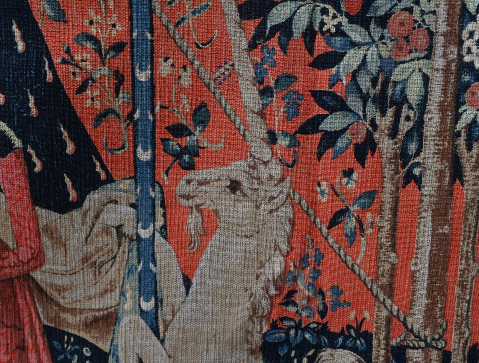 photo for sale French Tapestry Lady And Unicorn Mille Fleurs Woven Wall Covering