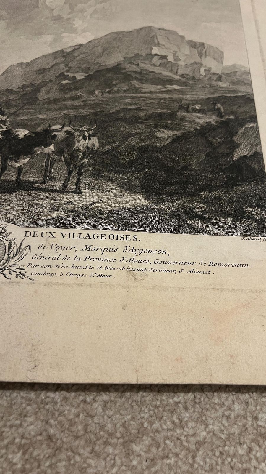 18th Century Etching — Shepherds In Rocky Landscape By Jacques Aliamet After Berchem, 1750 photo 149.0