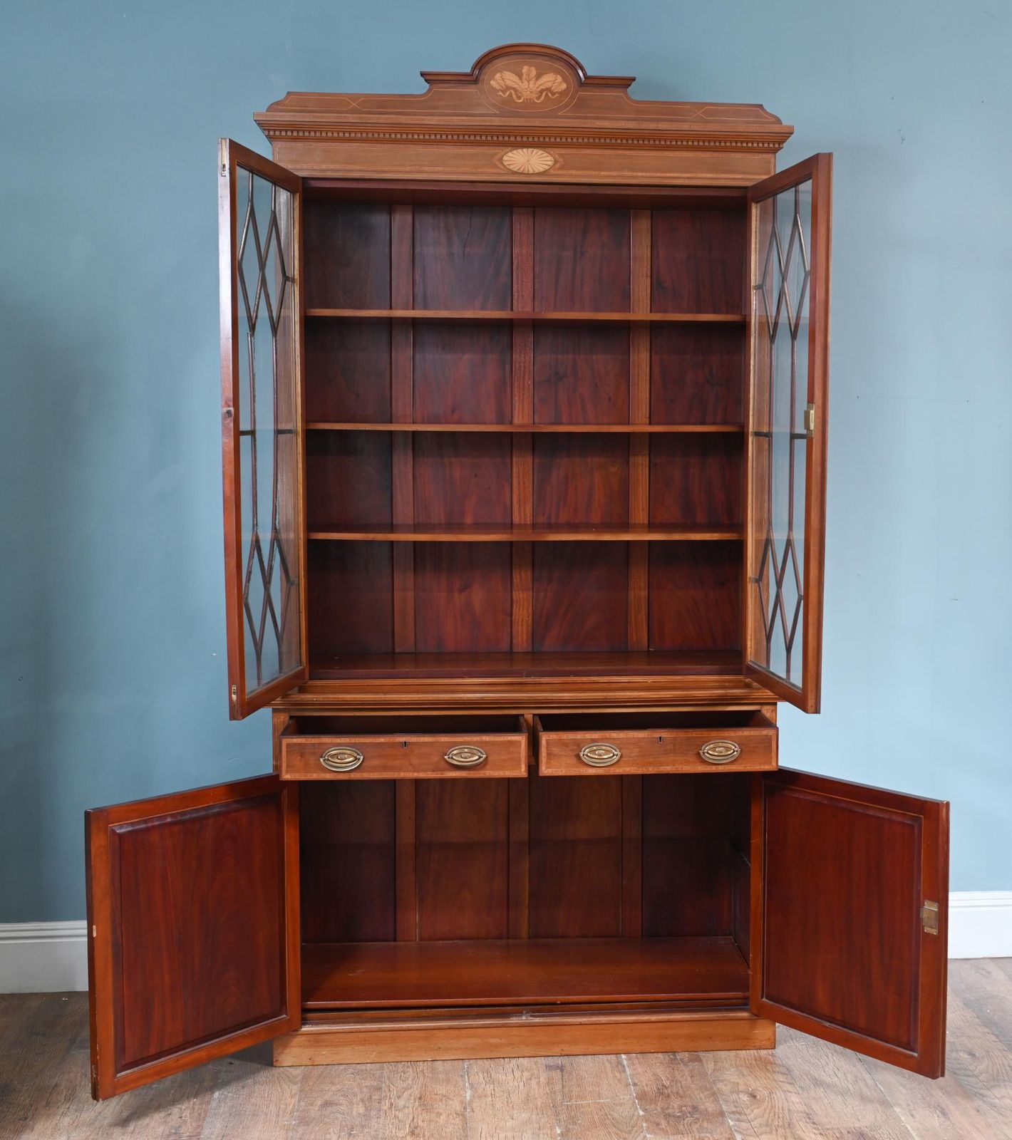 Edwardian Bookcase Cabinet Mahogany Hepplewhite 1910 photo furniture