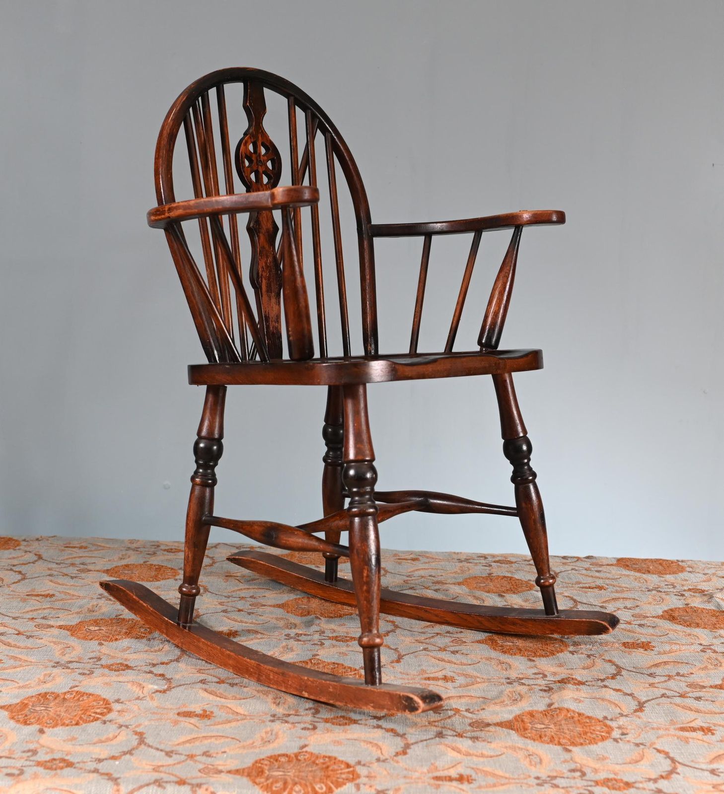 Antique Windsor Rocking Chair Wheelback 1930