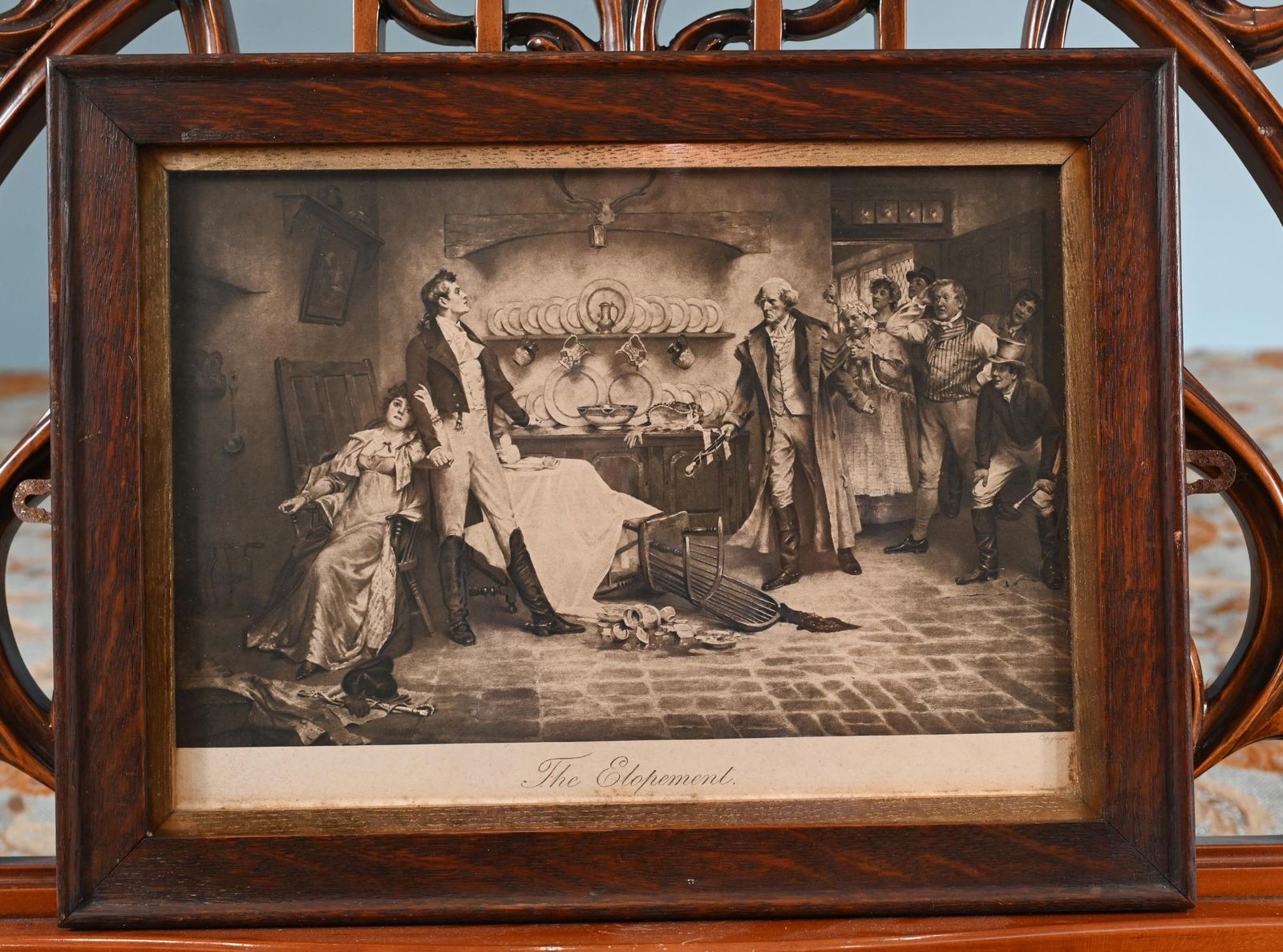 Edwardian Print The Elopement Antique Sepia Tone