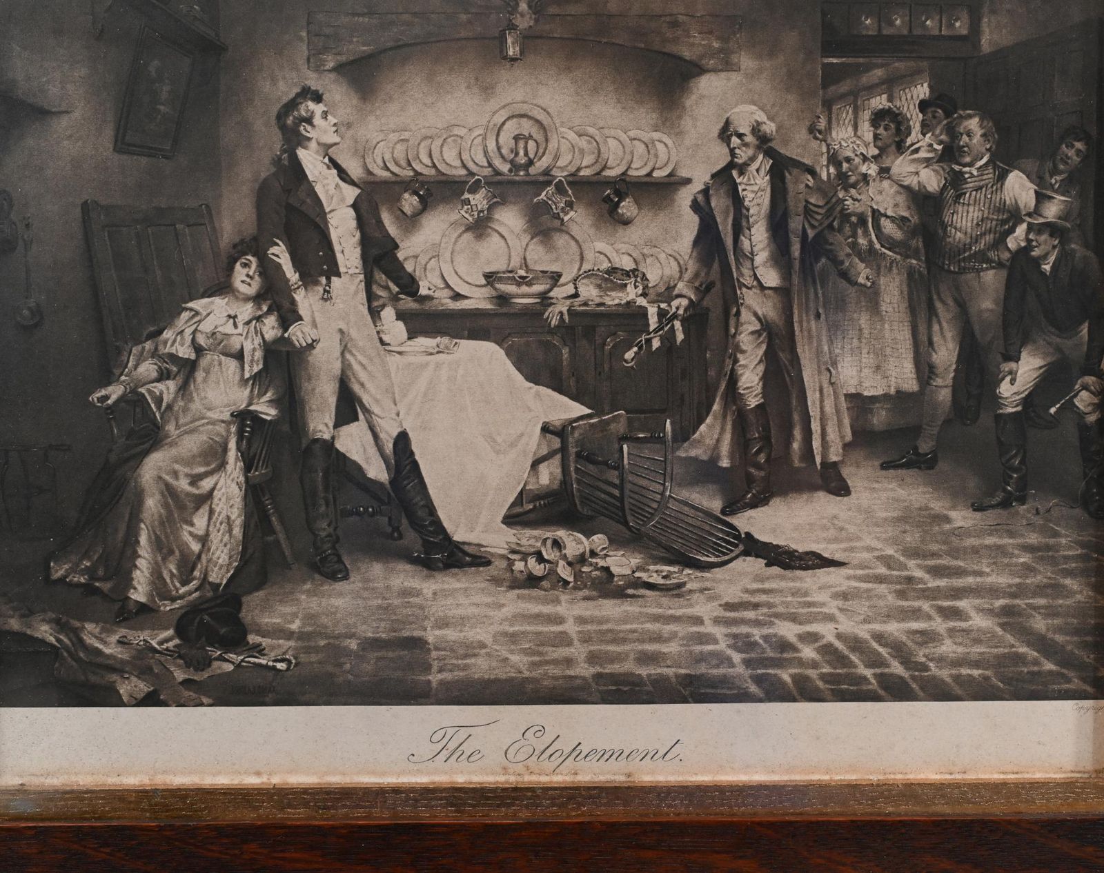 Edwardian Print The Elopement Antique Sepia Tone photo for sale