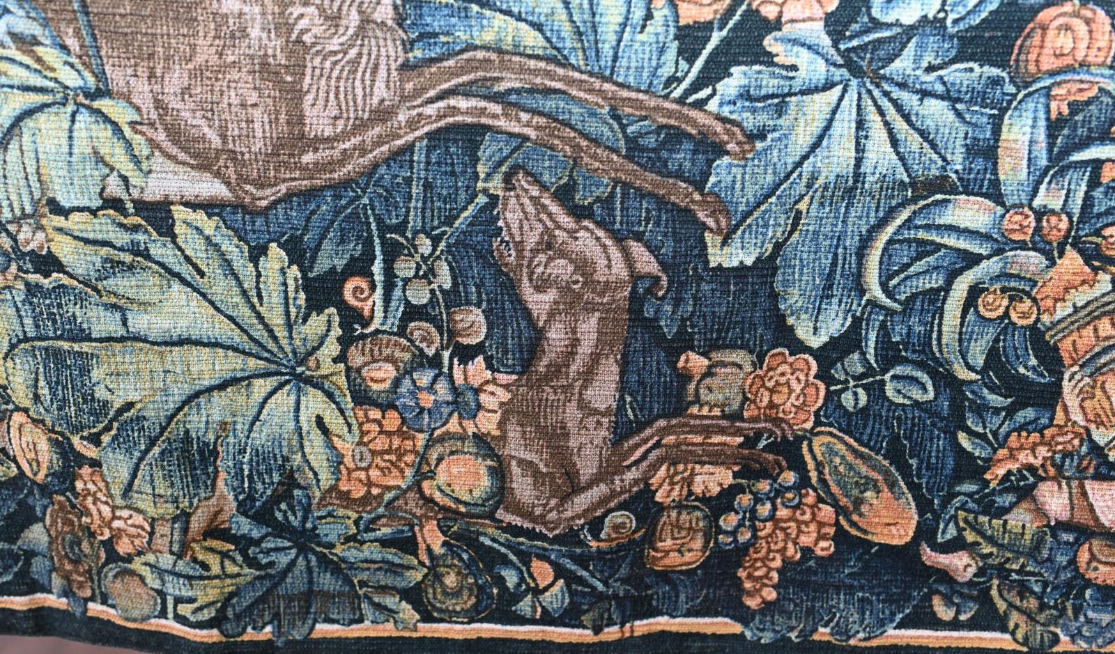 French Antique Tapestry Deer Floral Hand Woven Verdure photo vinterior