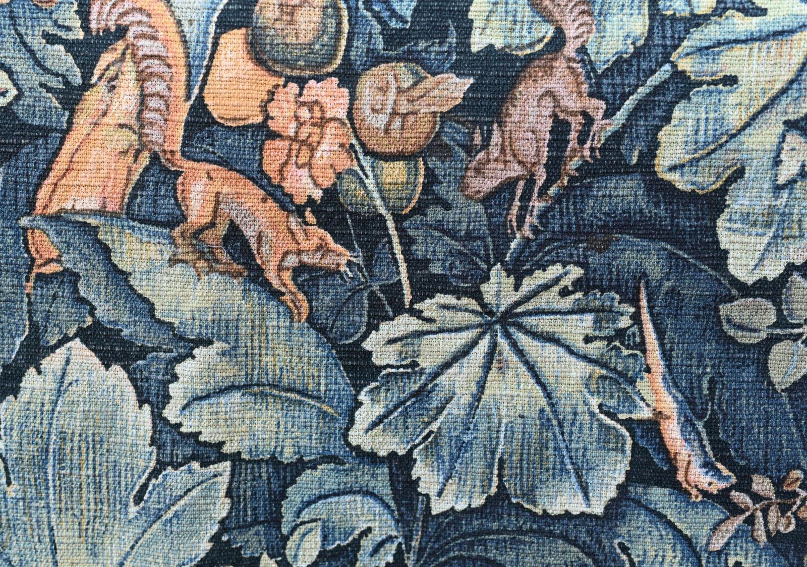 Art French Antique Tapestry Deer Floral Hand Woven Verdure photo