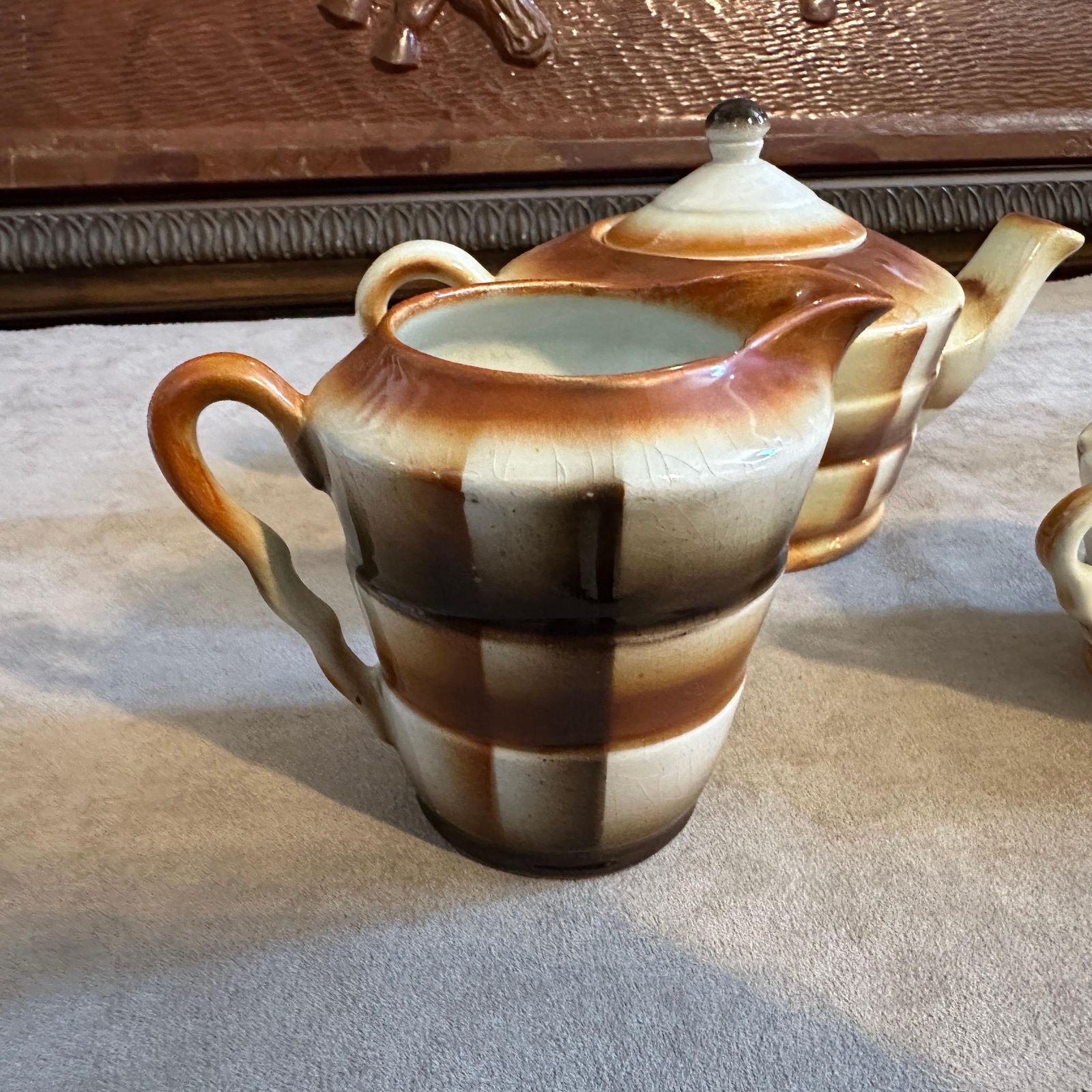 1930s Art Deco Airbrushed Ceramic Tea Set By Ceramiche Piemontesi photo vinterior