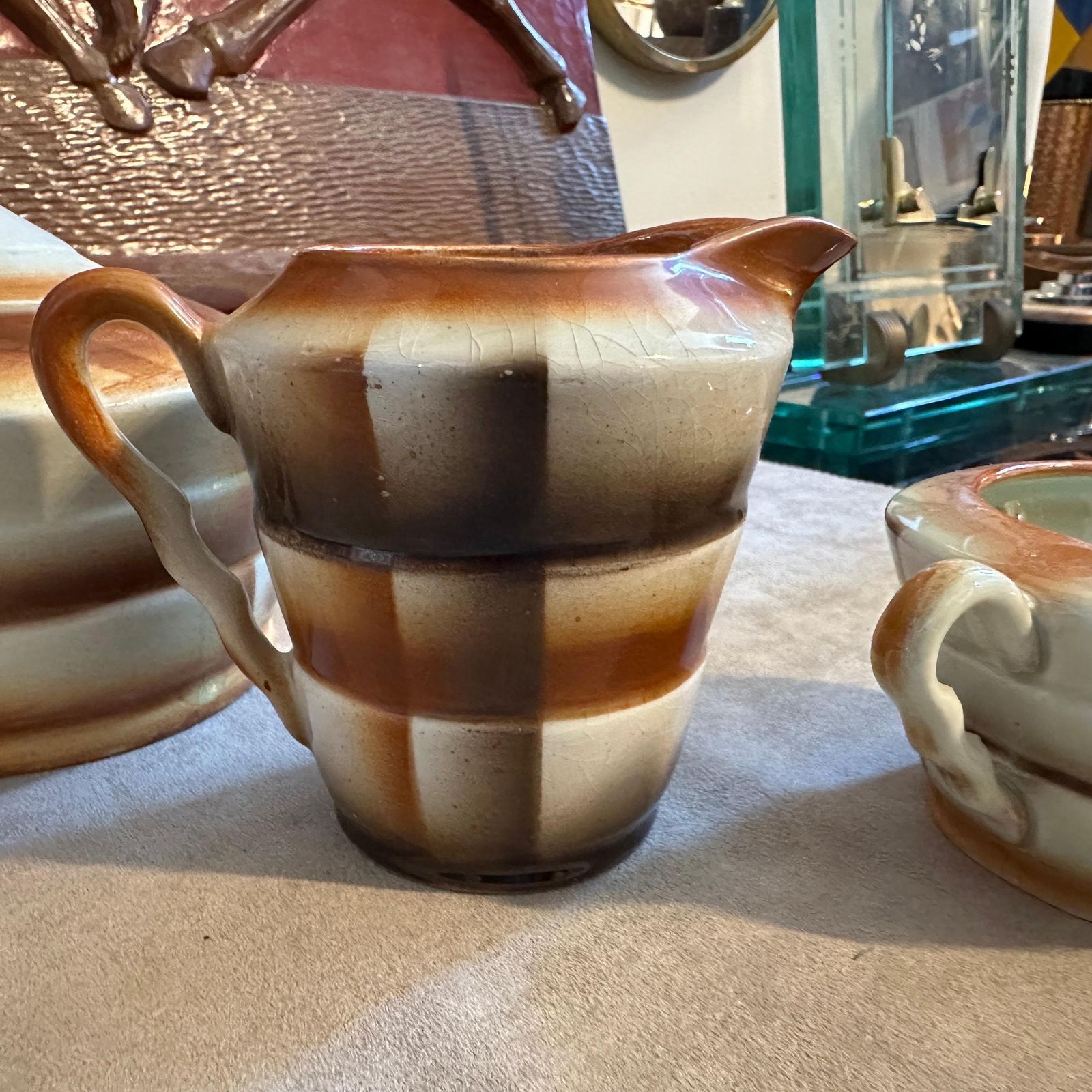 photo furniture 1930s Art Deco Airbrushed Ceramic Tea Set By Ceramiche Piemontesi