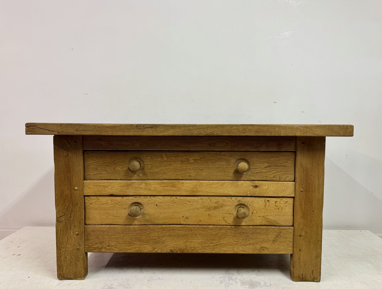 Brutalist Two Drawer Chest In Solid Oak, Belgium, 1960s photo 1195.0
