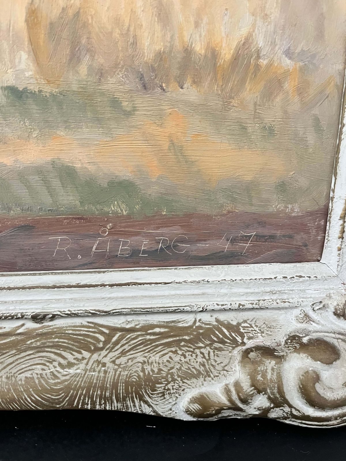 Autumn Fields” – Original Landscape Painting By R. åberg, Sweden 1947 photo Art