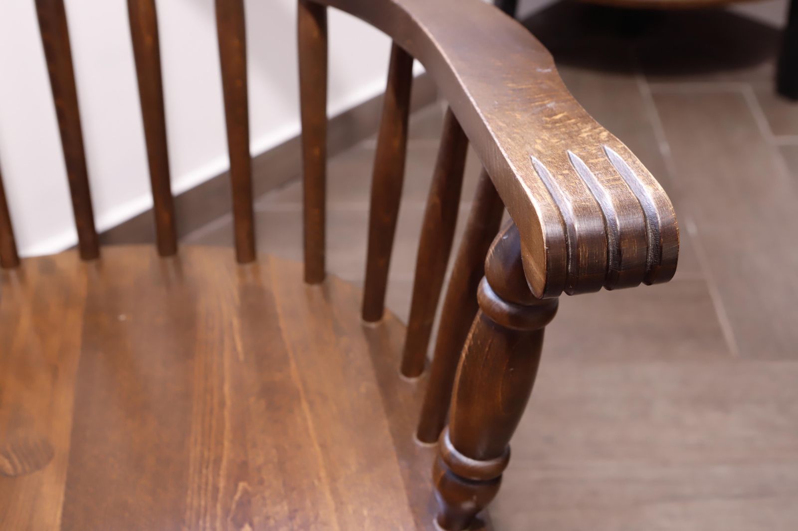 Set Of Two Wooden Armchairs With Auto Return Mechanism photo vintage