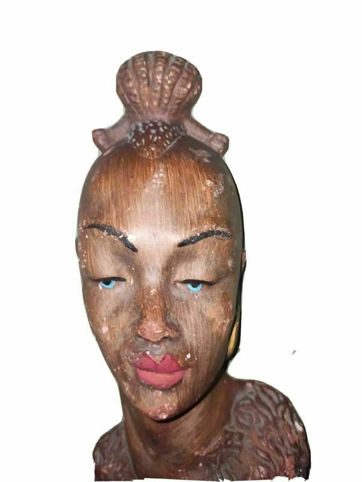 Pair Of Abyssinian Women Sculptures Signed 1920s/30s Painted Plaster photo vinterior