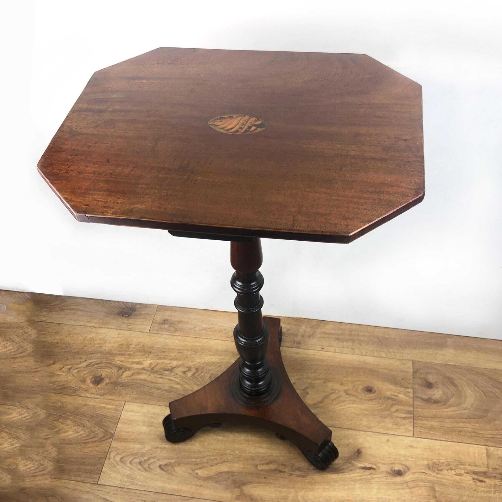 photo for sale Antique Regency/Early Victorian Octagonal Top Wine Table Antique Regency Small Side Table Small Mahogany Pedestal Table Regency Wine Table
