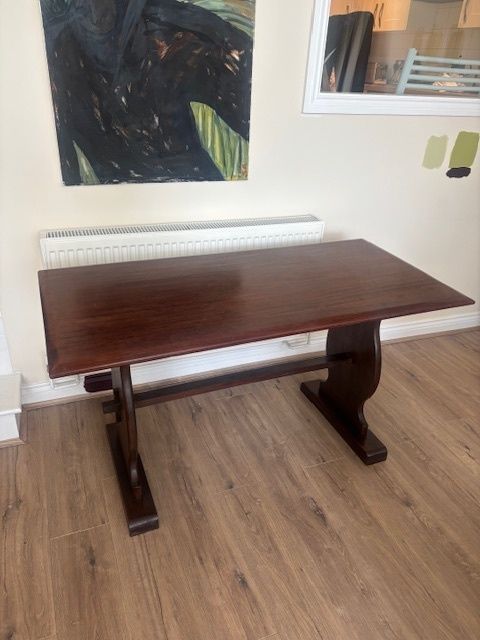 Antique Refectory/Farmhouse Table: 17th Century Style Mahogany, Circa 1900