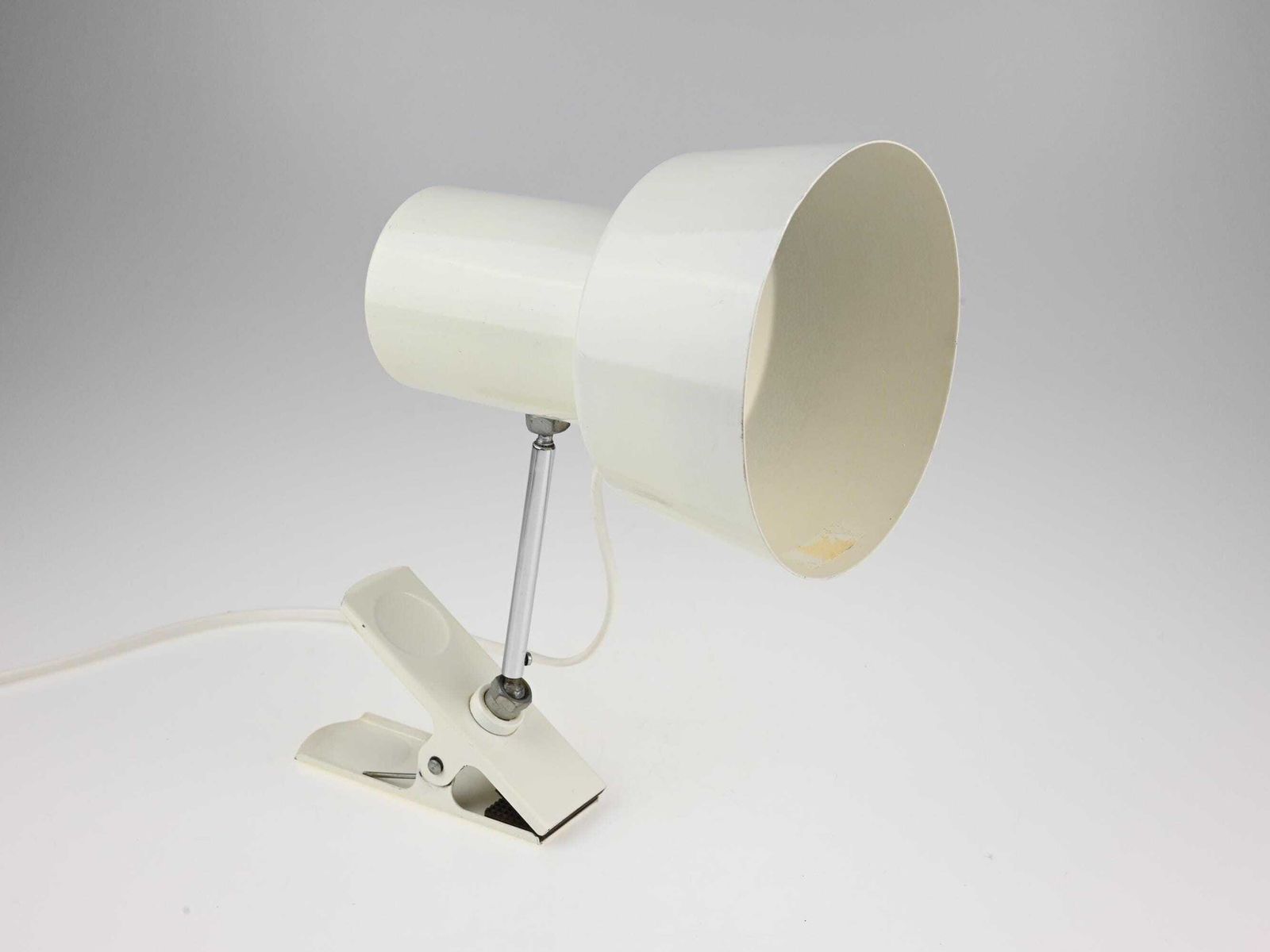 Vintage White Clip On Lamp, Mid Century Desk Lamp, Metal Lamp, Table Lamp, Desk Lamp, Clip On Lamp, Mid Century Lamp, White Lamp photo furniture