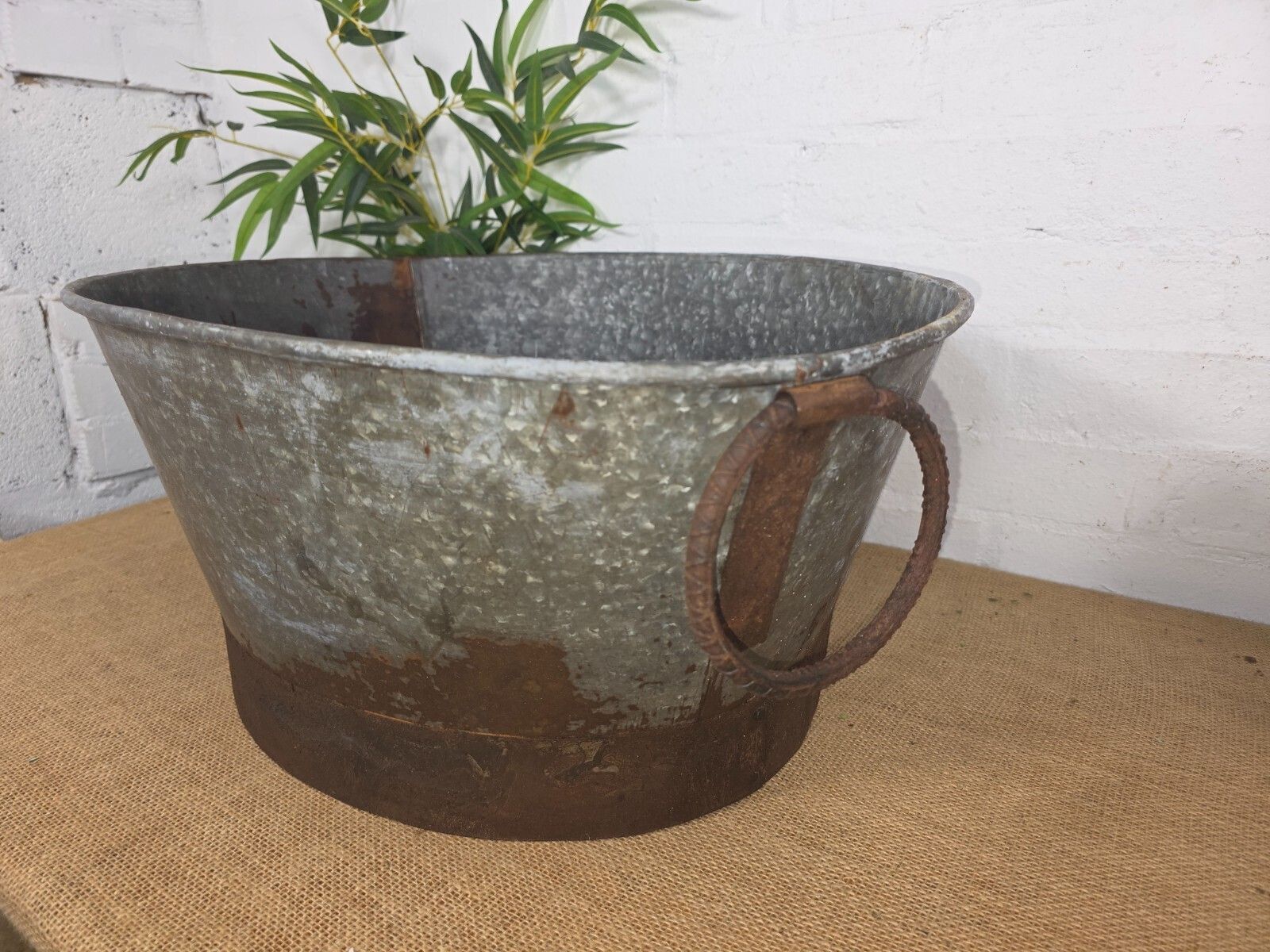 Vintage Reclaimed Galvanised Oval Trough Garden Planter Tub Ice Bucket Bath photo furniture