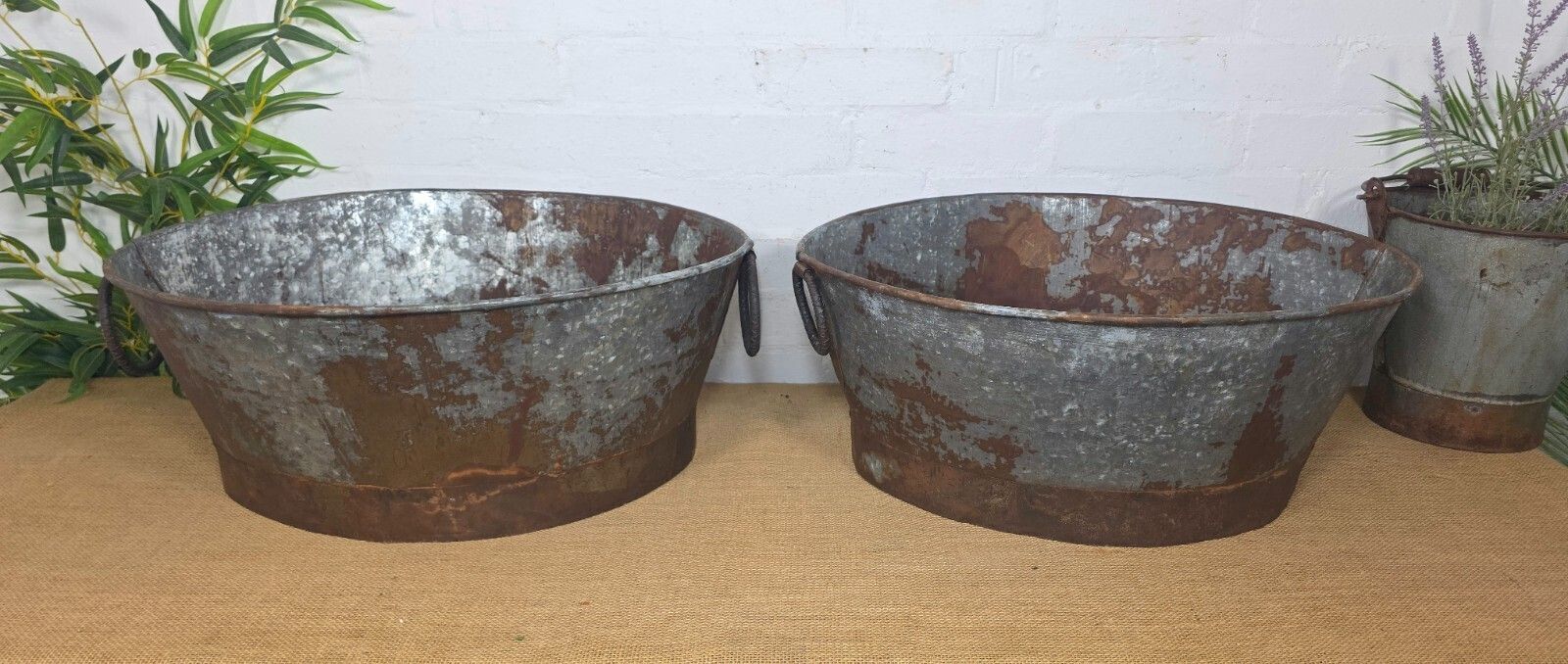 Vintage Reclaimed Galvanised Oval Trough Garden Planter Tub Ice Bucket Bath photo vinterior