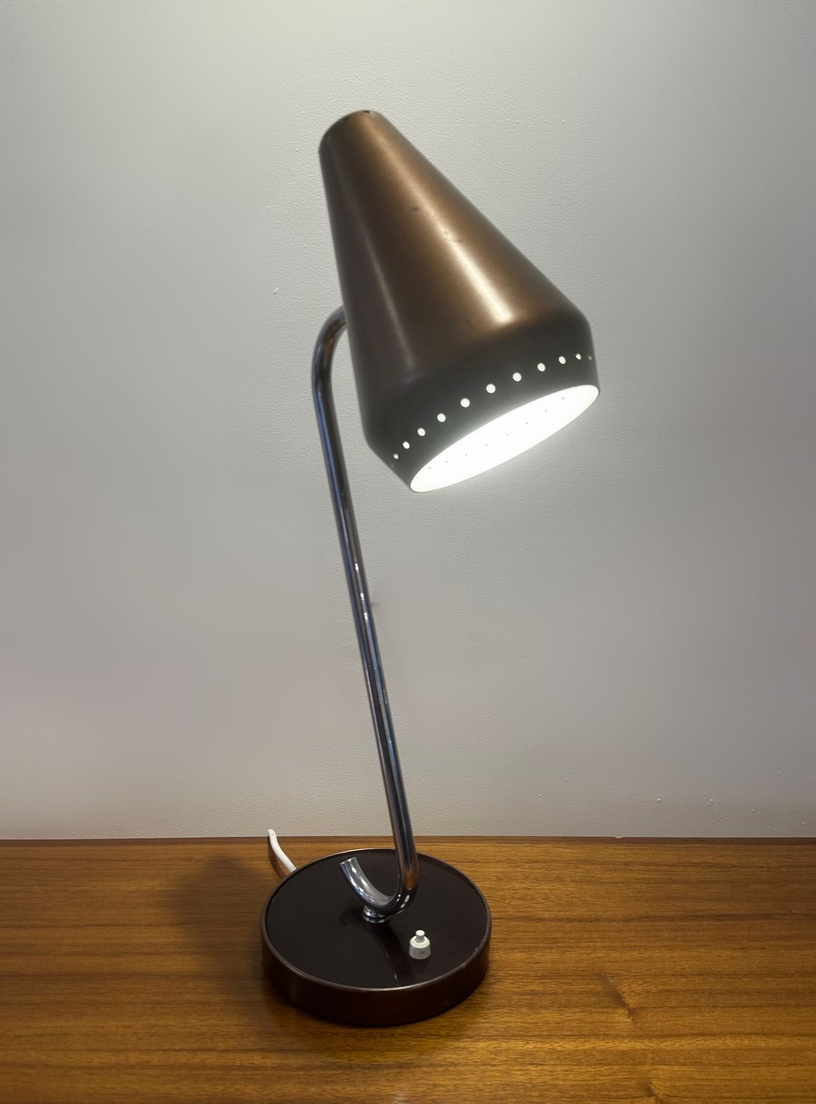 Original Mid Century Chrome And Brass Shop Fitting Lamp Courtney Pope, 1950 photo furniture