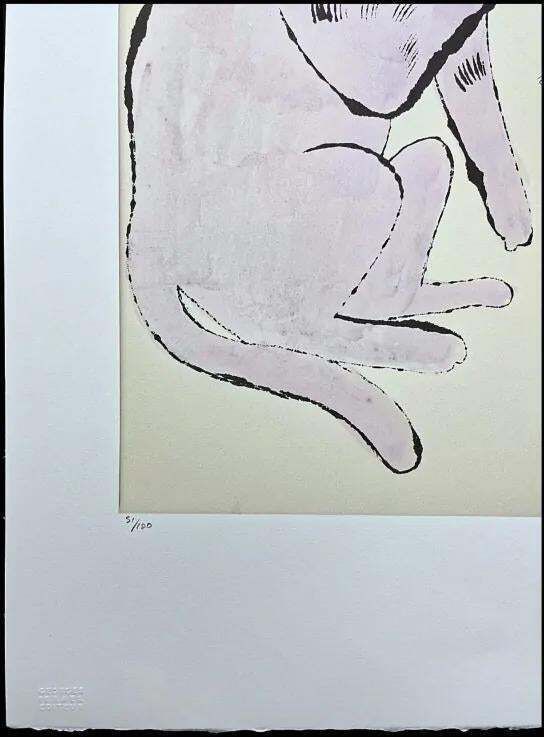 After Andy Warhol, Cat Sam Beige Purple, 1980s, Lithograph photo Art
