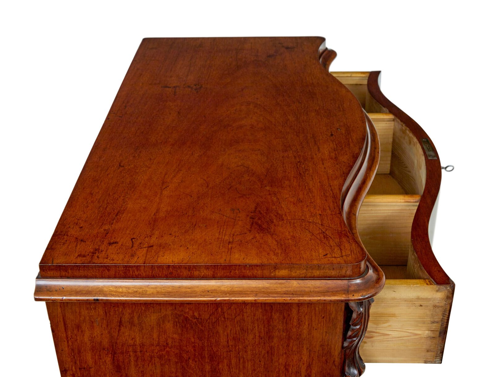 19th Century Swedish Serpentine Mahogany Chest Of Drawers photo vintage