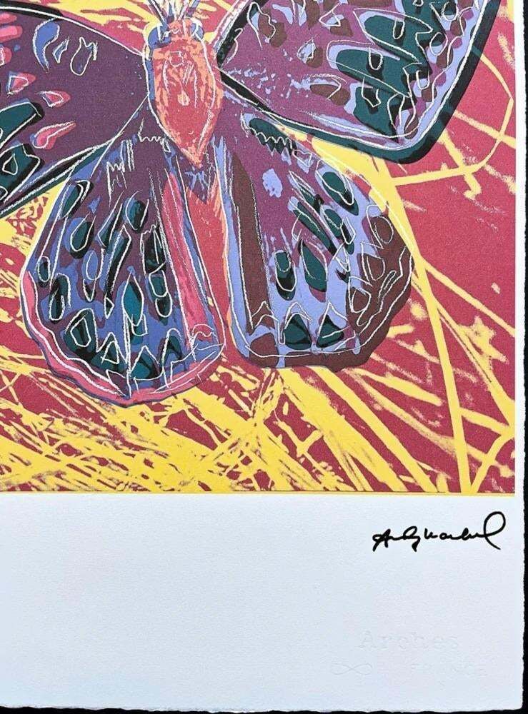 After Andy Warhol, Butterfly Red Yellow, 1980s, Lithograph photo furniture
