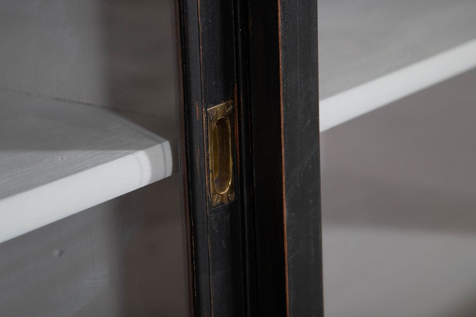 Furniture Monumental Ebonised Glazed Mahogany & Pine Haberdashery Cabinet photo