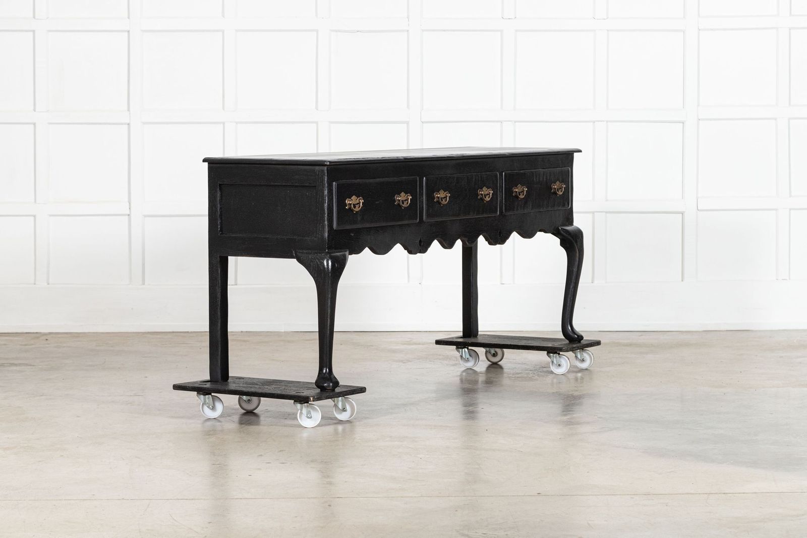 Large 19thc English Ebonised & Lacquered Oak Dresser Base photo furniture