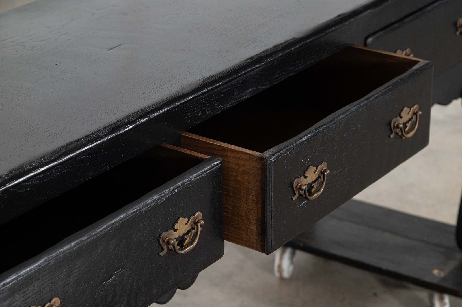 Furniture Large 19thc English Ebonised & Lacquered Oak Dresser Base photo