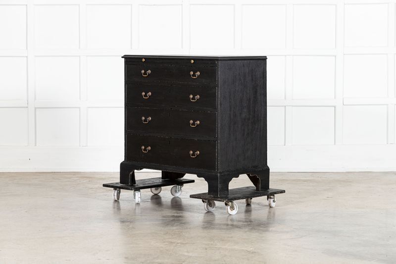 George III Ebonised Mahogany Graduated Writing Chest Drawers photo for sale