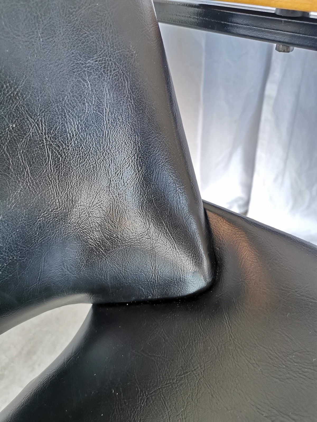 Vintage Shell (Lupina) Square Lounge Chair By Niko Kralj In 1956 For Stol Kamnik 1970s / Black Skai Leather Seat / Office Armchair photo buy