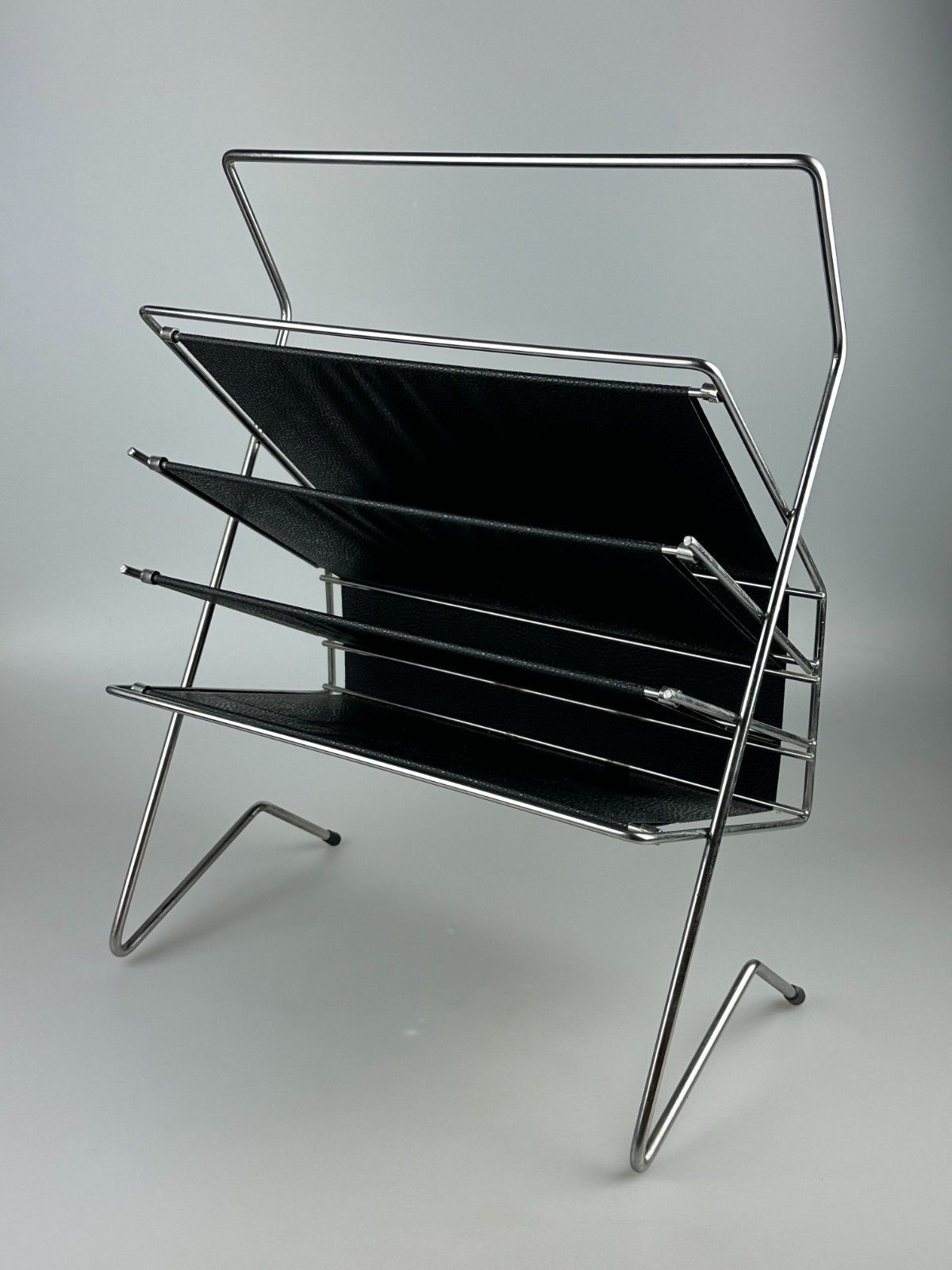 60s 70s Newspaper Holder Magazine Rack Metal Plastic Space Age photo furniture