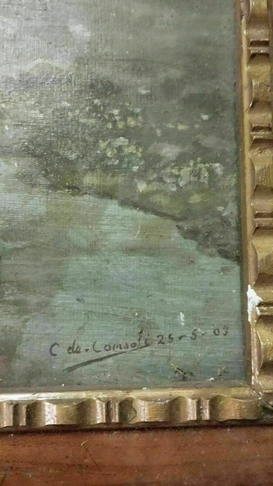 Painting Early 1900s Oil On Cardboard Italy C.De Consoli photo Art