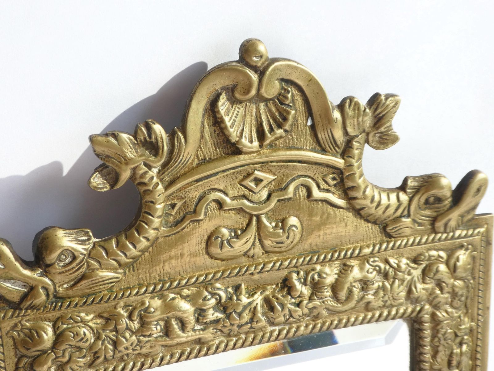 Antique Set Of Bronze Candelabras With Beveled Mirror, French Ornate Wall Sconces, Candlesticks photo Home Decor