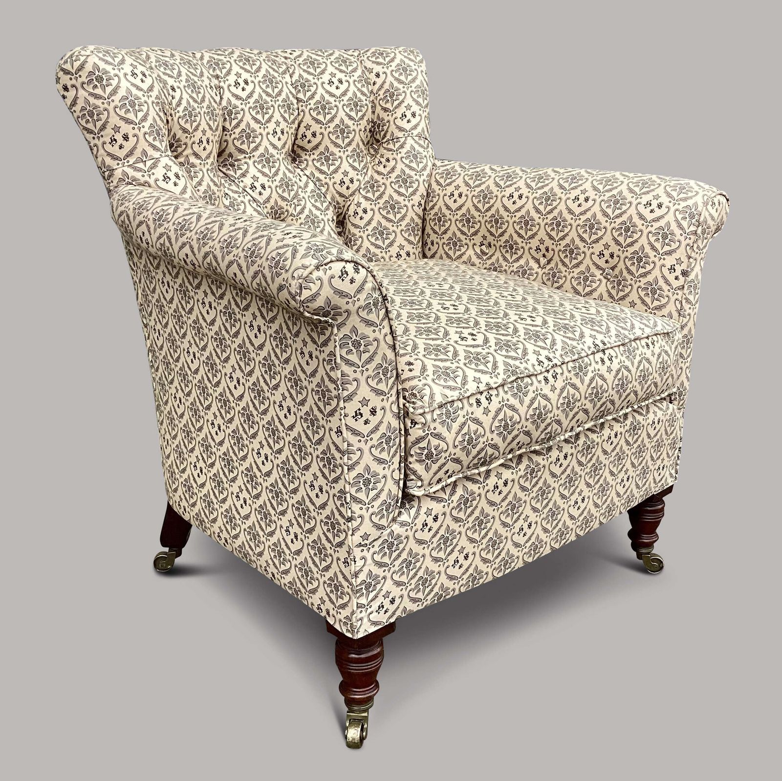 Good C19th Howard And Sons Upholstered Woodstock Armchair