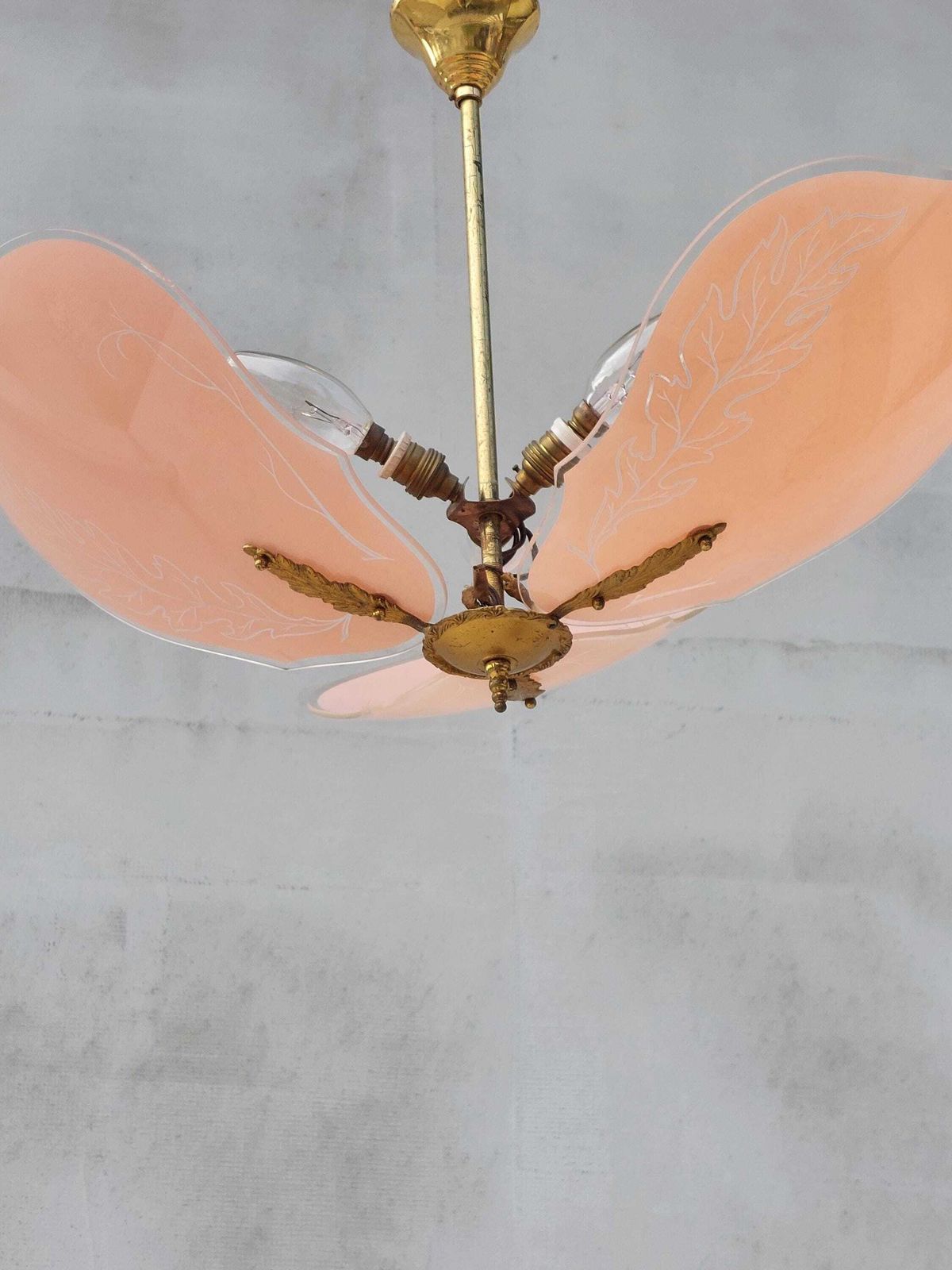 photo for sale Art Deco Murano Glass Chandelier, Three Arms Chandelier, Art Deco, Vintage Lighting, Compagnia Venezia Murano, Italy, 1920s