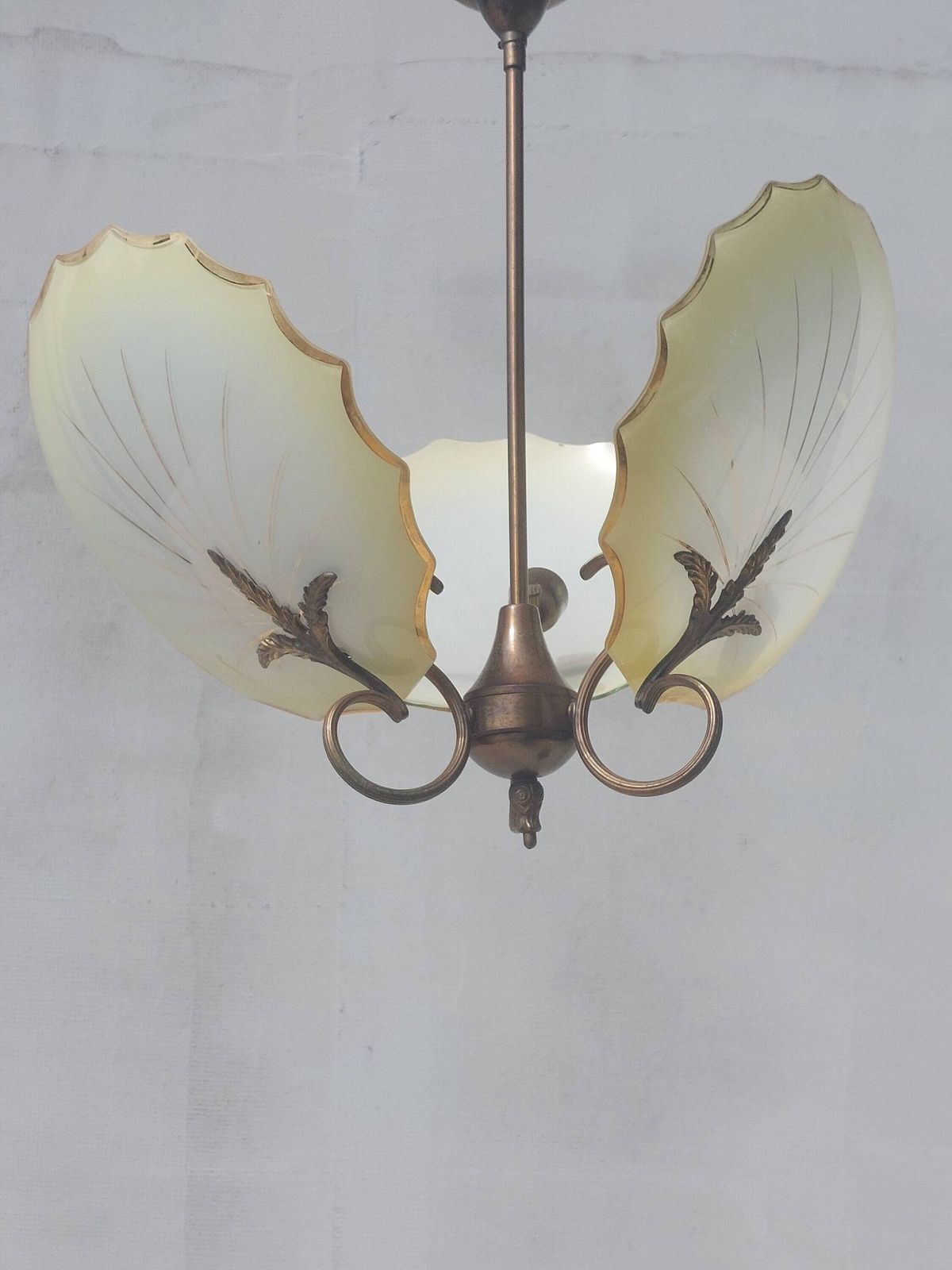 Art Deco Chandelier, Murano Glass By Salviati, Three Arms Chandelier, 1930s photo furniture