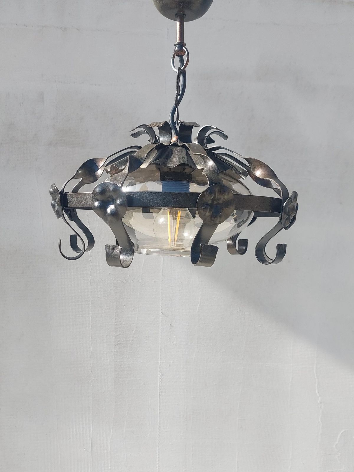 Vintage Brutalist Chandelier / Vintage Pendant Lamp / Space Age Pendant Lamp / Mcm Pendant Lamp / Atomic Light / 70's