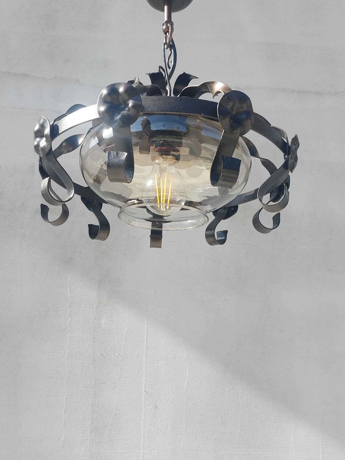 Vintage Brutalist Chandelier / Vintage Pendant Lamp / Space Age Pendant Lamp / Mcm Pendant Lamp / Atomic Light / 70's photo for sale