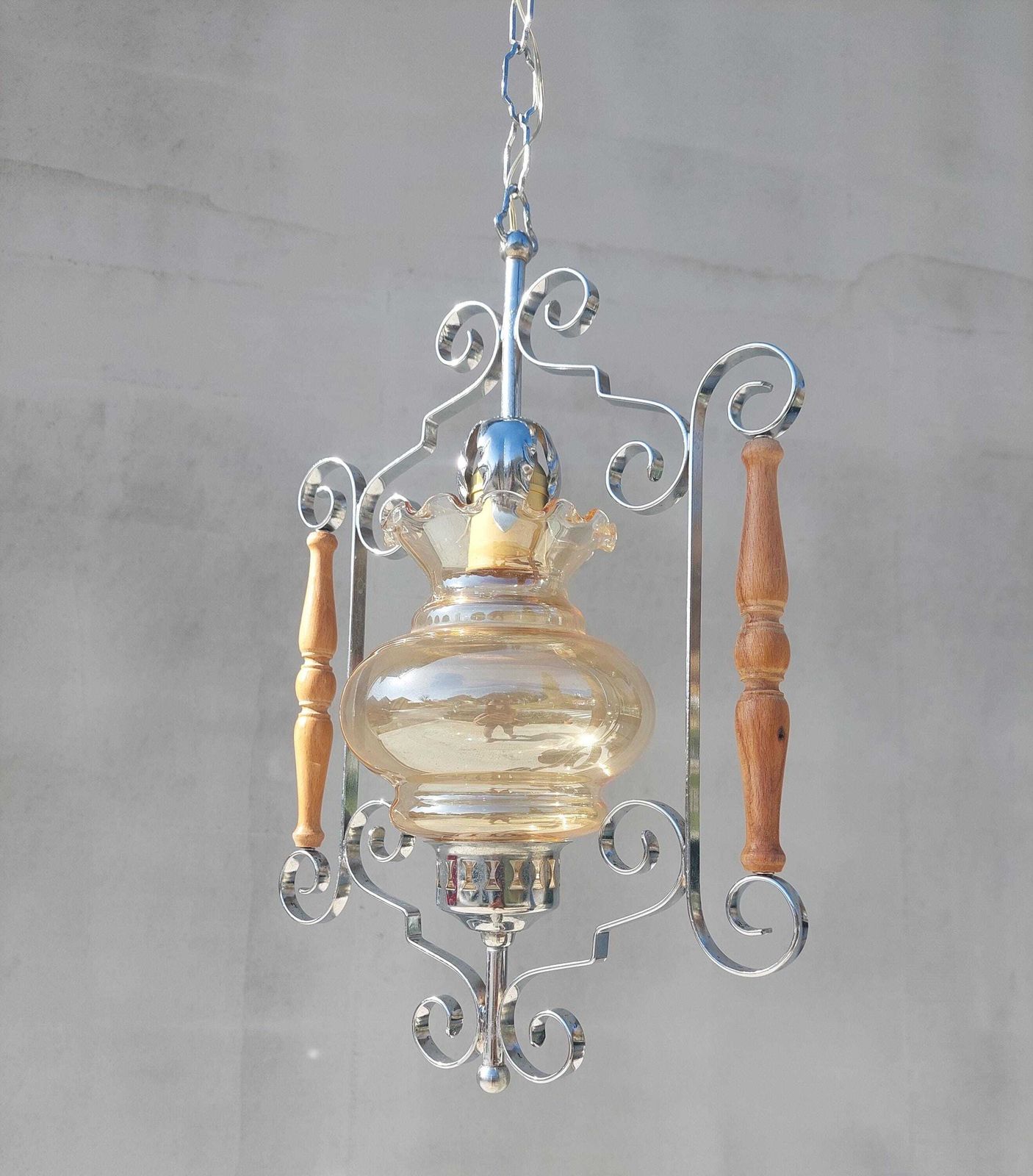 Vintage Chandelier, Vintage Pendant Light, Mid Century Modern Chandelier, Mid Century Hanging Light, Italian Pendant Lamp, Italy, 1970's photo Lighting