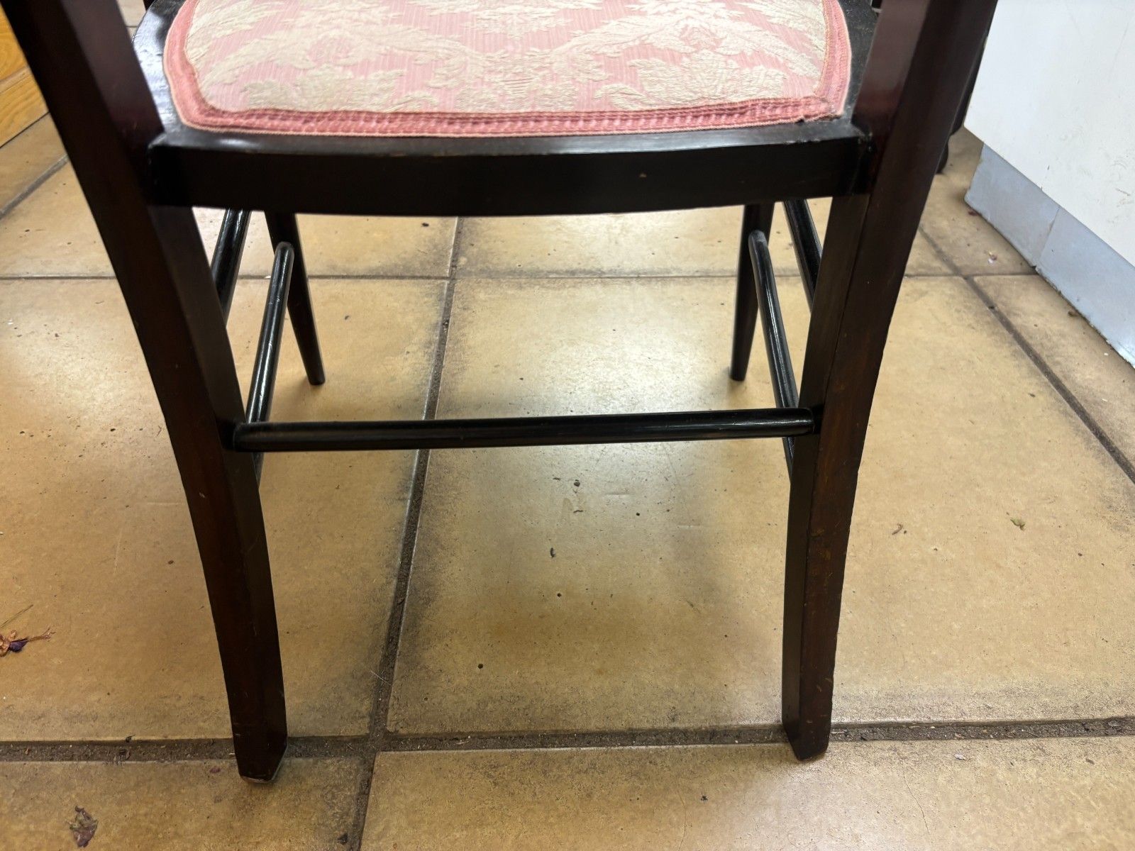 Furniture Antique Victorian Mahogany Bedroom Chair With Marquetry & Reupholstered Base photo