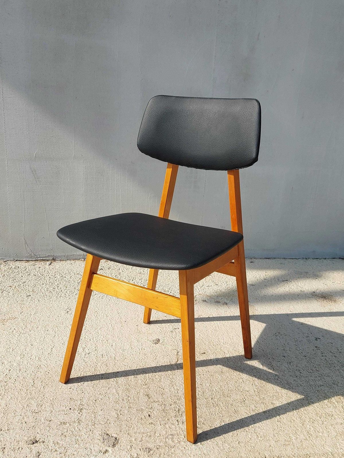 Mid Century Dining Chair, Scandinavian Design, Leather Dining Chair, Designer Chair, Stol Kamnik, 1970's