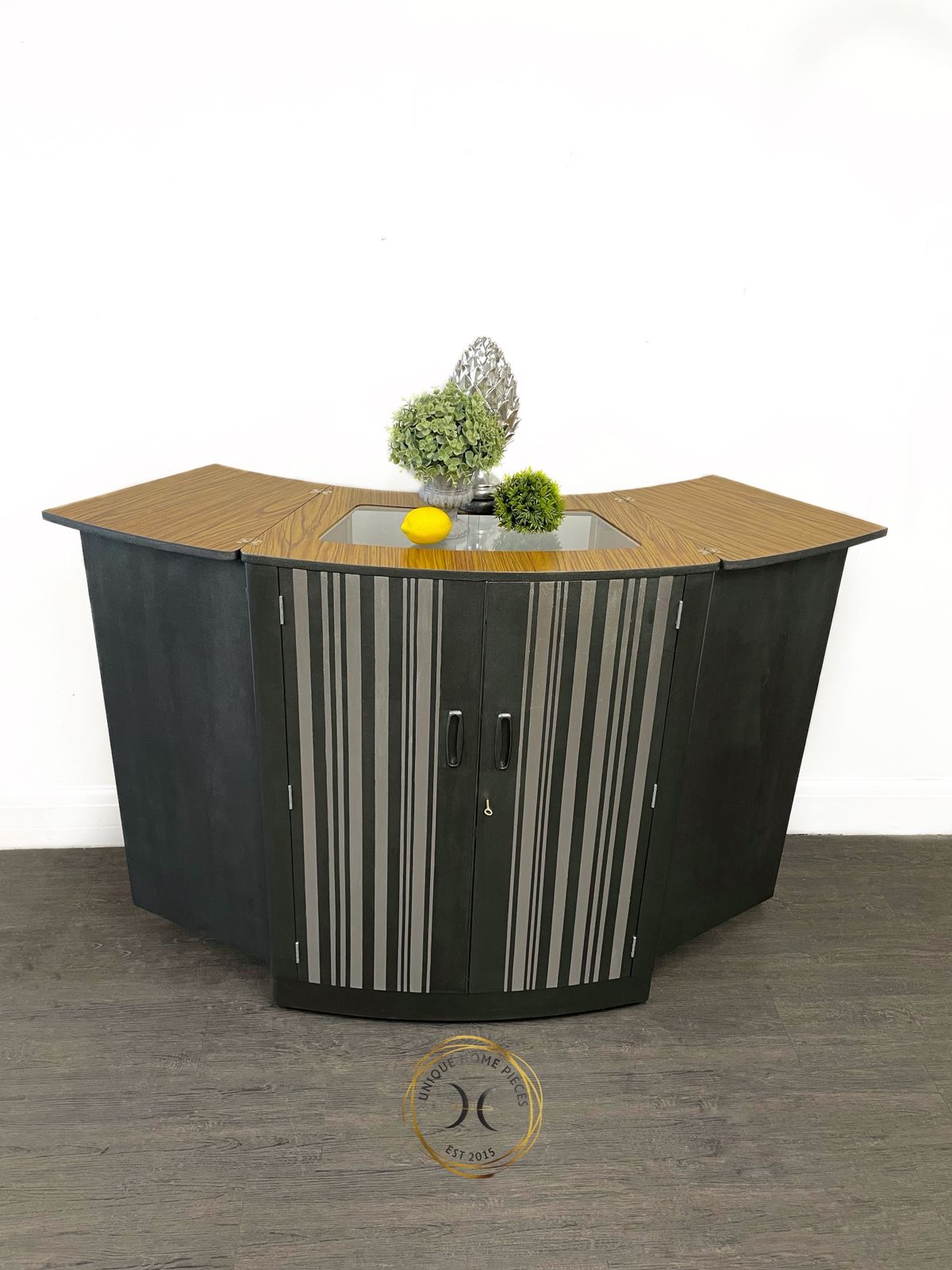 Turnidge Of London Metamorphosis Bespoke Grey Silver Striped Coctail Cabinet/Mcm Bar photo buy