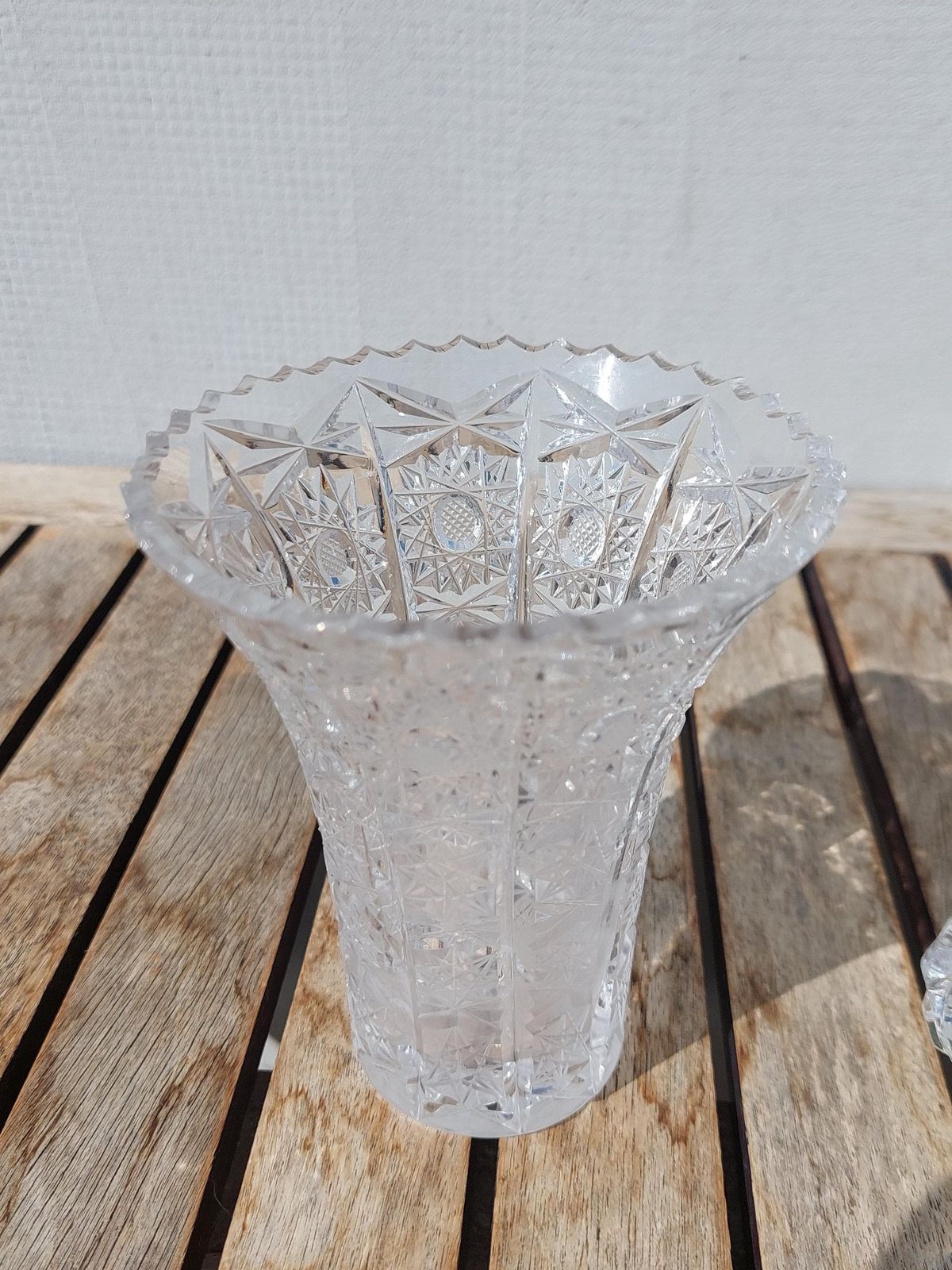 Vintage Hand Cut Crystal Glass Vases / Two Crystal Glass Vases / Small Crystal Vases / Mcm Hand Cut Crystal / 70's photo vintage