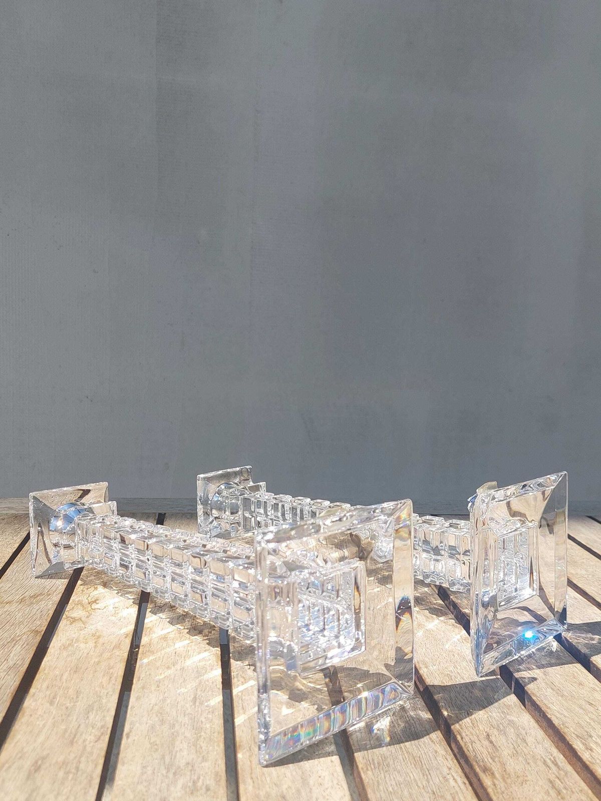 Pair Of Crystal Candle Holders, Mid Century Candlesticks, Vintage Crystal Candle Holders, Vintage Crystal, 1980's photo 285.0