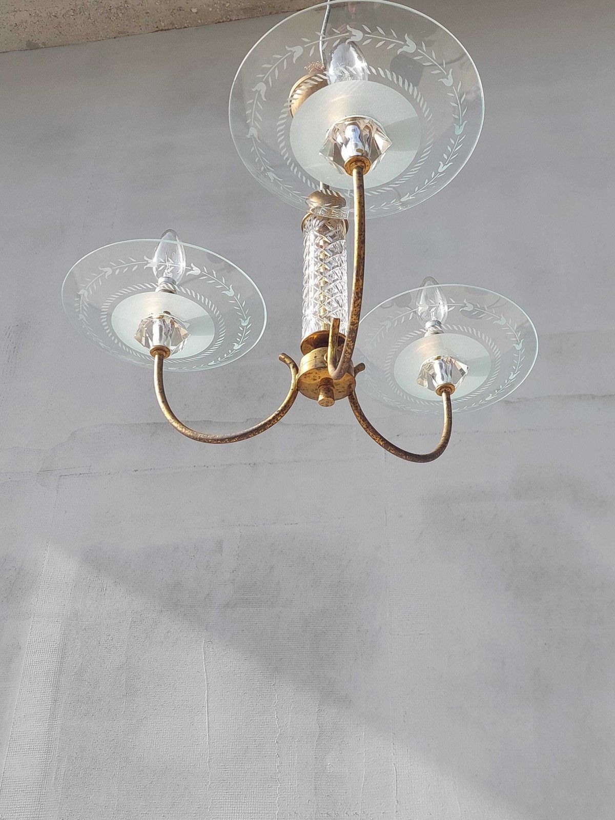 Ceiling Light Attributed To Pietro Chiesa For Fontana Arte, Vintage Chandelier, Fontana Arte, Pietro Chiesa, Art Deco, Italy, 1940s photo 3718.0