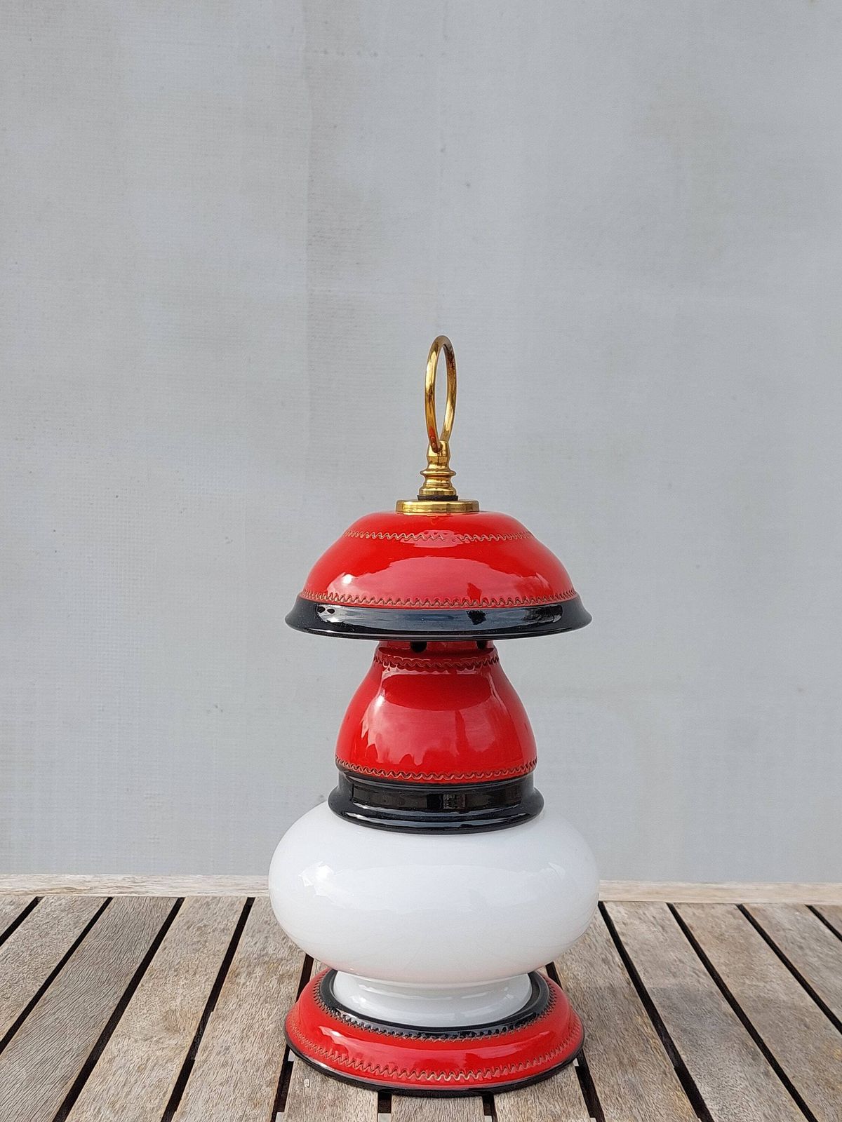 Retro Glass Table Lamp, Space Age Desk Lamp, Pop Art, Mid Century Modern, 70's photo for sale