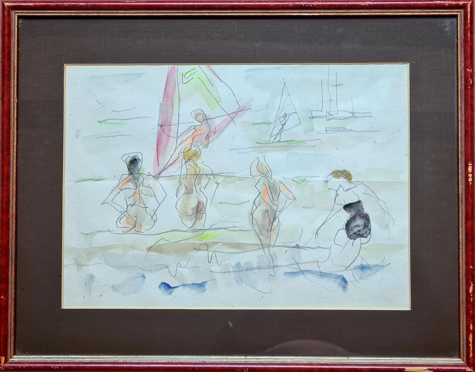 Windsurfing With An Audience, Day At The Beach, Attributed To Raymond Moretti photo furniture