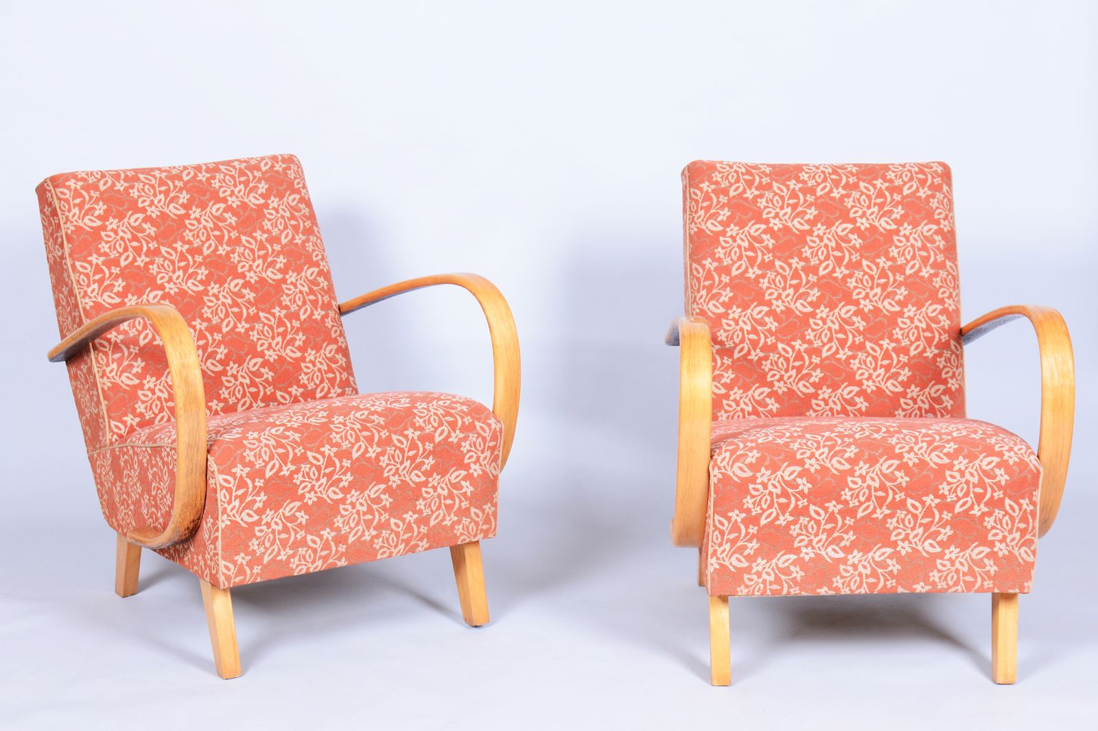 Pair Of Original Art Deco Armchairs, By J. Halabala For Up Závody, Czech, 1930s