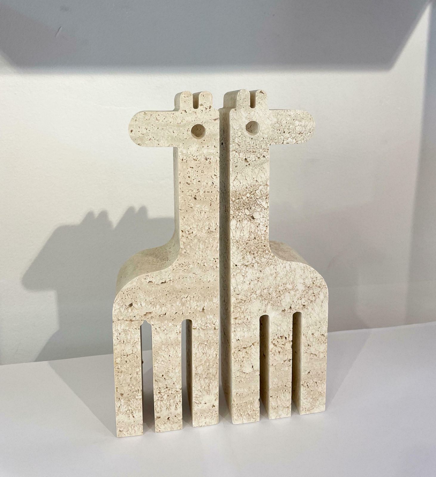 Home Decor Mid Century Pair Of Giraffe Bookends By Fratelli Mannelli, Travertine, 1970s photo