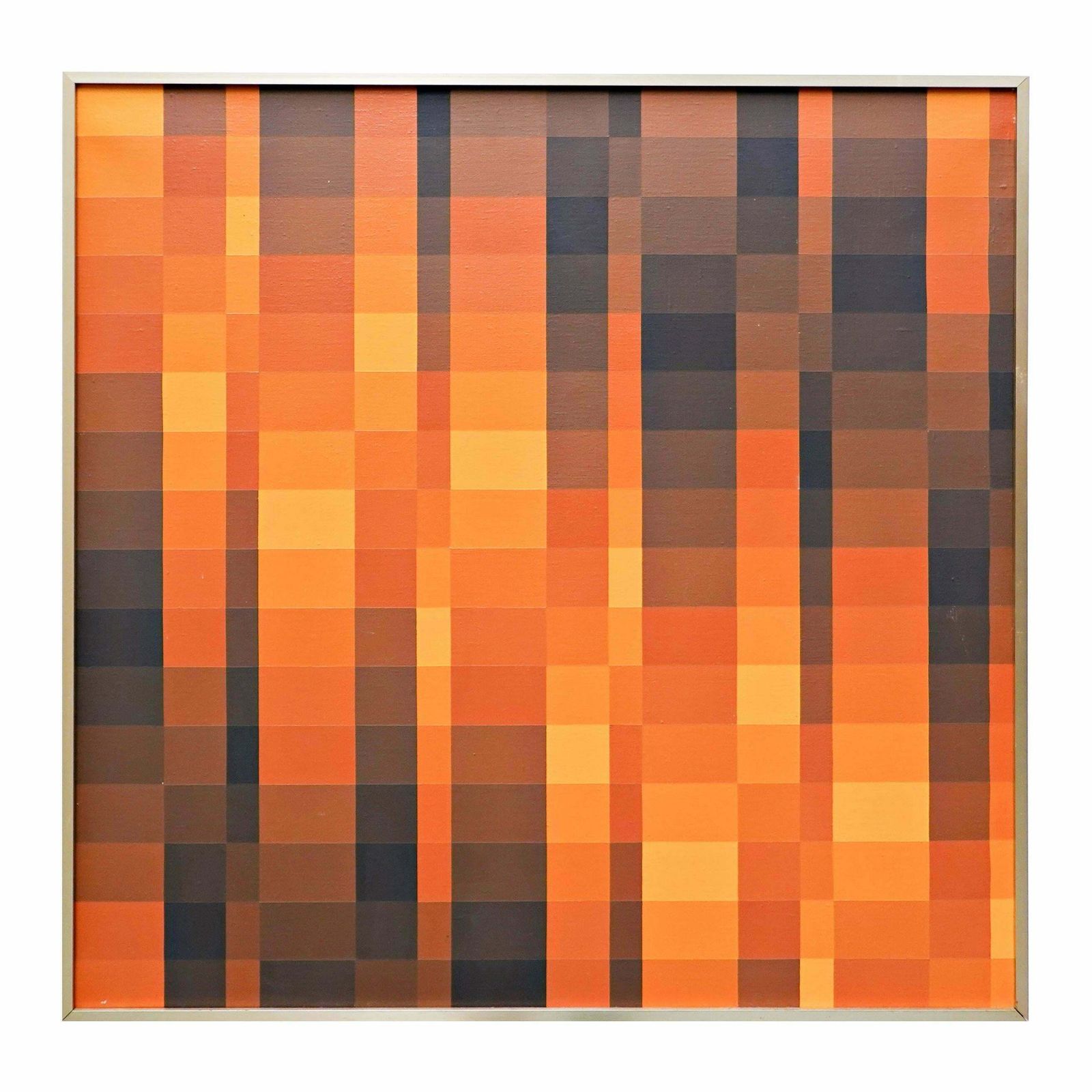 Georges Vaxelaire, Oil On Canvas, "Geometric Composition With Brown Tones", 1975