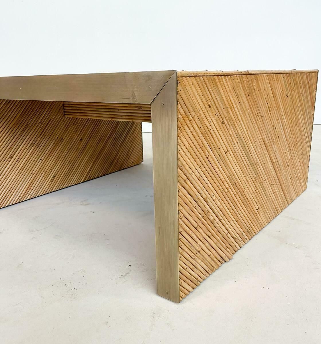 Contemporary Coffee Table In Bamboo And Brass, Italy   Sold Individually photo Furniture